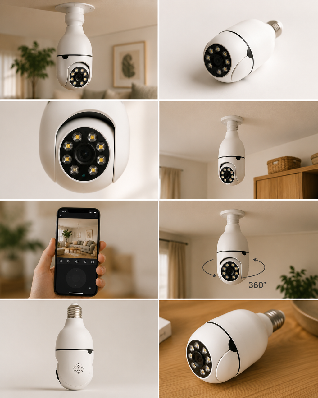 Cámara de Seguridad WiFi Tipo Bombilla 360° HD con Visión Nocturna