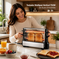 Tostador Eléctrico Multipan Acero Inoxidable 750W  Doble Área De Tostado